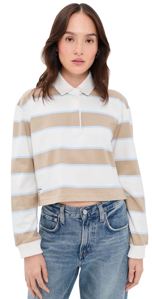 Cropped Striped Rugby Khaki Rugby Stripe