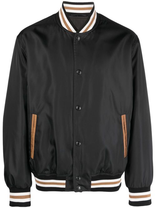 Stripe-detail bomber jacket - Black