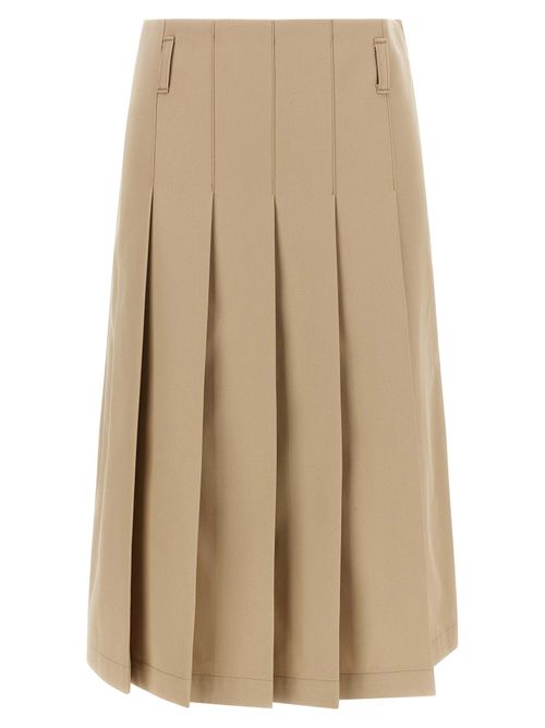 Pleated Organic Cotton Skirt — beige