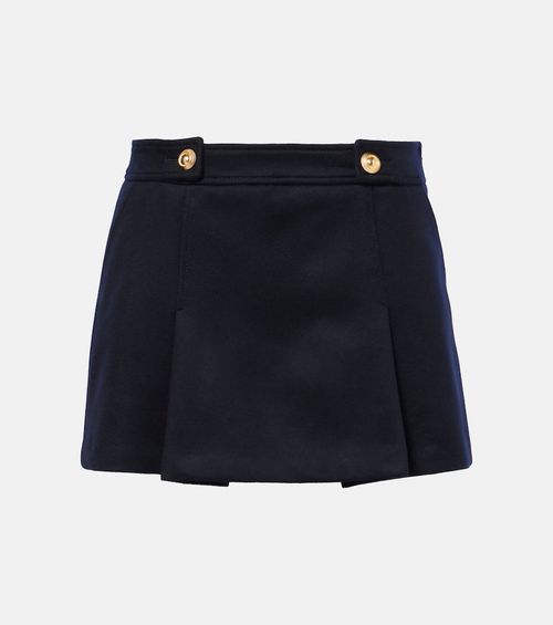 Pleated wool and cashmere miniskirt