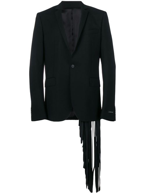 Fringed detail blazer - Blue