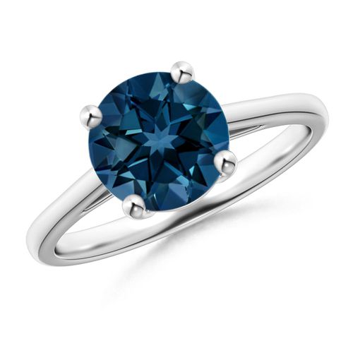 Angara 2.35 Carats Classic Prong-Set Round London Blue Topaz Solitaire Ring in Platinum