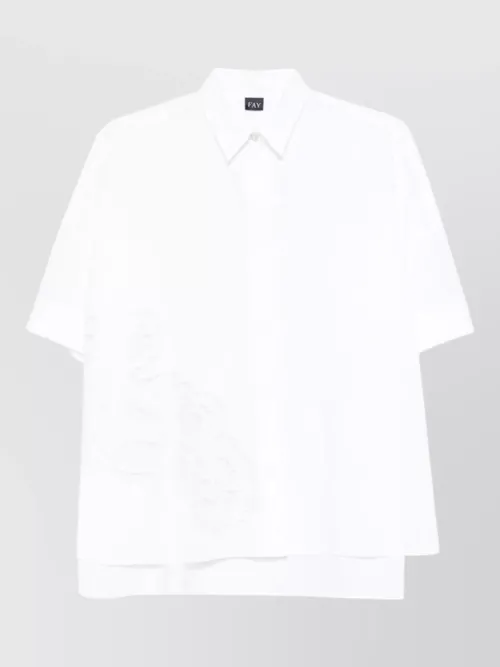 Fay - shirt collared neck embroidered lace layered design