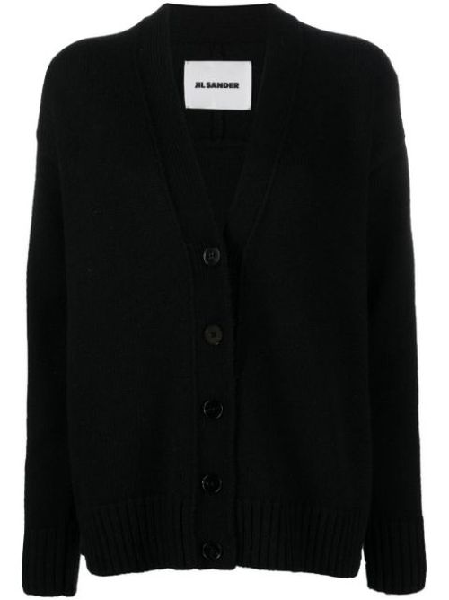 V-neck button-fastening cardigan