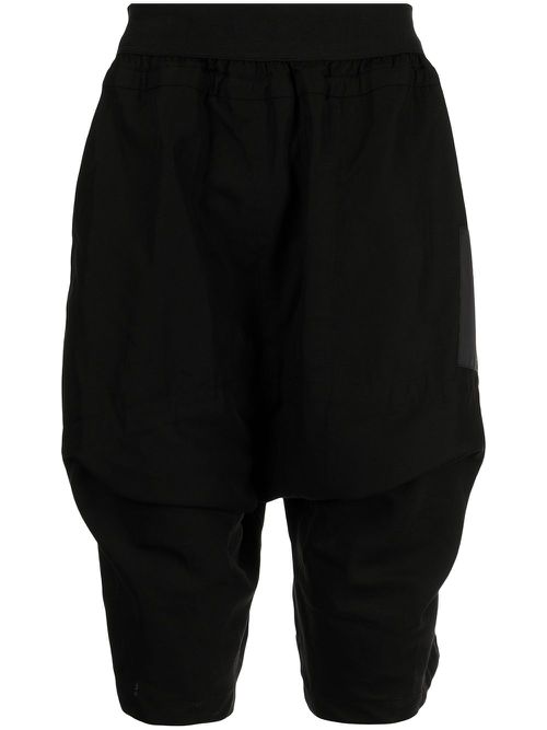 Flap-pocket drop-crotch shorts - Black