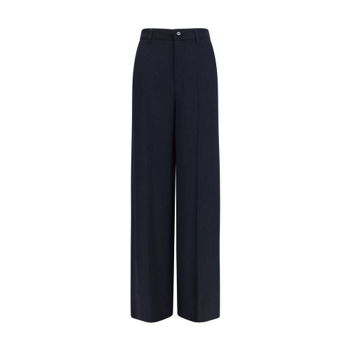 Diamond Jacquard Viscose Trousers — Blue