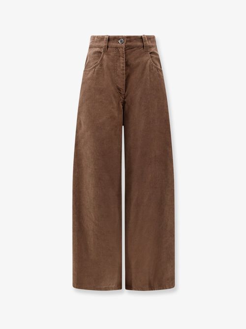 Wide-Leg Corduroy Trousers — Brown