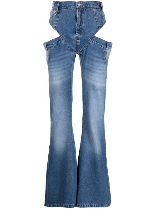 Cut out-detail cotton jeans