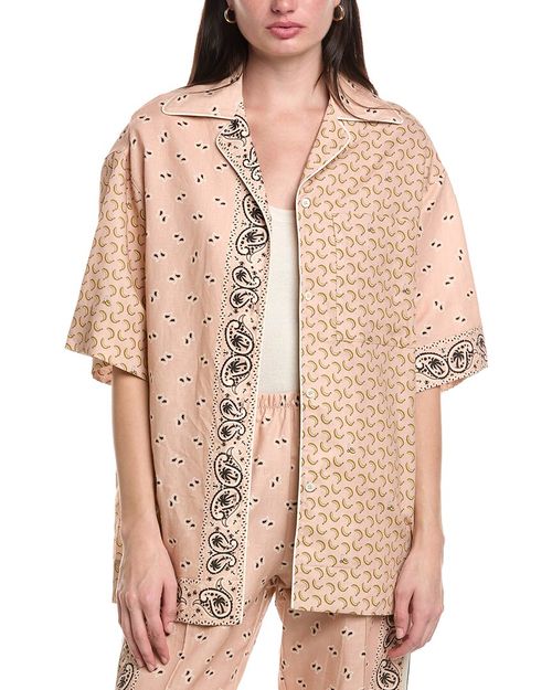 Print Linen-Blend Shirt