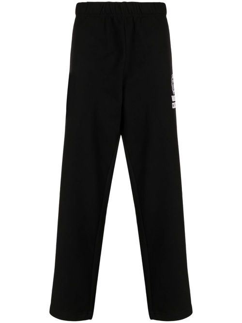 Logo-appliqué jersey-texture track pants - Black