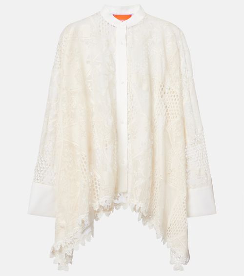 Foulard cotton-blend lace shirt