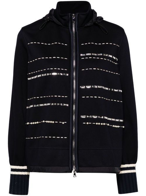Crystal-embellished hooded jacket - Blue
