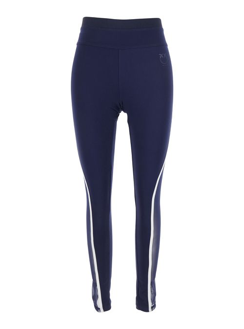 Luna Piena Blue Pants With Love Birds Diamond Cut Embroidery On The Front And Side Striped Detail In Tech Fabric Woman