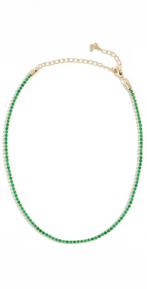 Colored CZ All Around Tennis Choker Emerald Green One Size