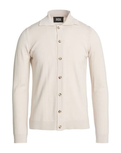 Man Cardigan Beige Size 42 Merino Wool