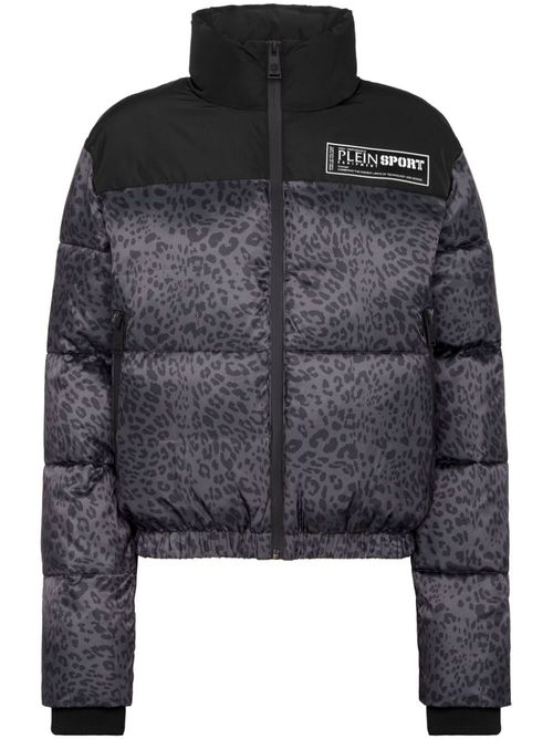 Leopard-print puffer jacket - Black