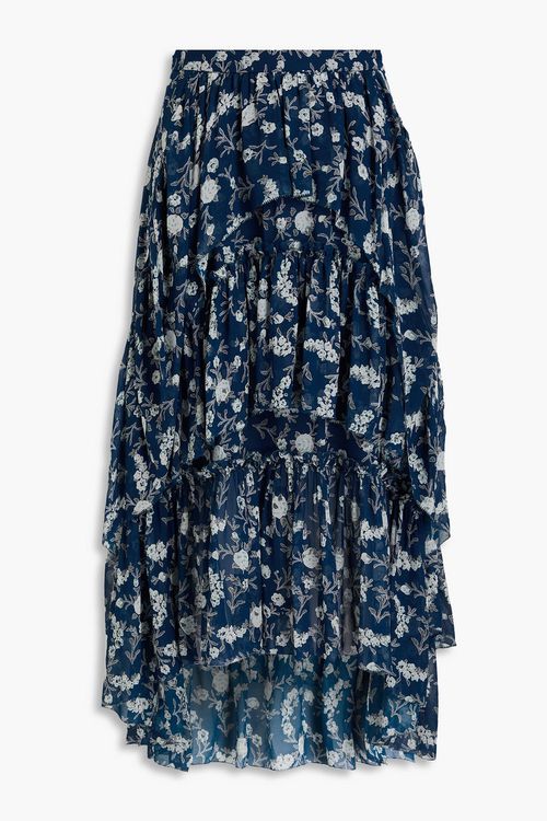 Marilyn floral-print silk-georgette midi skirt