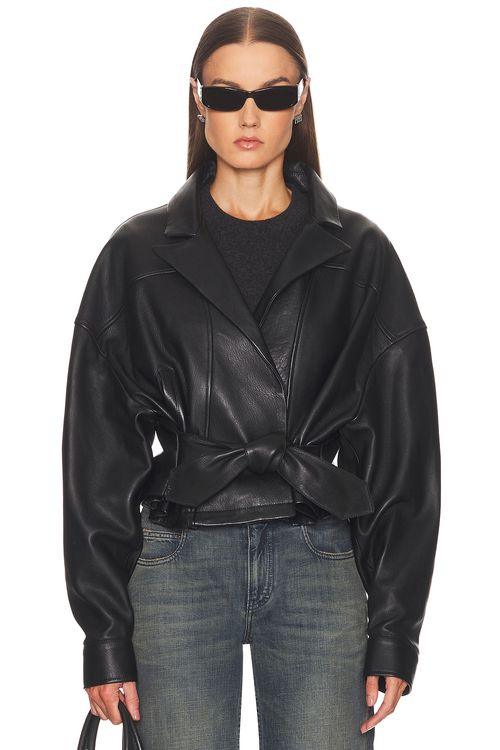 EZR Box Tux Leather Jacket in Black - Black. XS also in