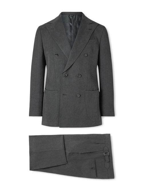 Double-Breasted Linen Suit