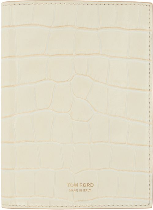 TOM FORD Off-White Shiny Croc T Line Passport Holder