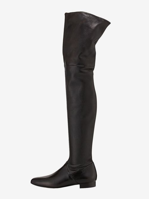 Black Over The Knee Boots Women Pointed Toe Flat Thigh High Boot