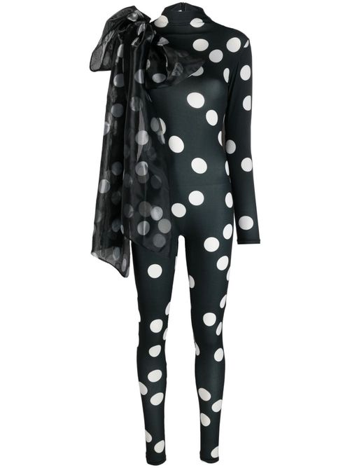Bow-detail polka-dot jumpsuit - Black