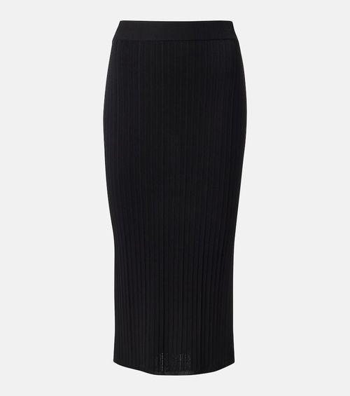 Ribbed-knit midi skirt