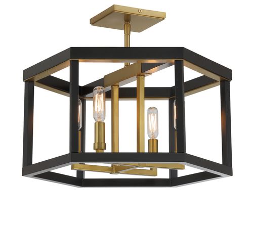 Coal And Soft Brass Semi Flush Mount from the Union Estates Collection