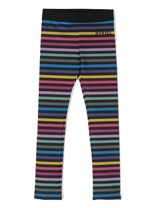Logo-print striped leggings - Black