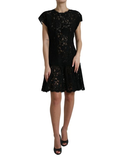 Floral Lace Dress — Black