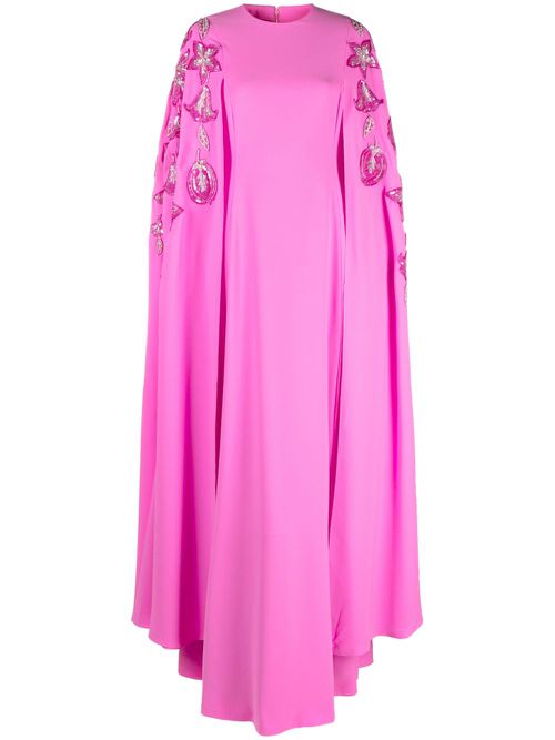 Floral-embroidered crepe gown - Pink