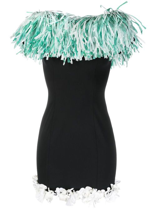 Fringe-trim mini dress - Black