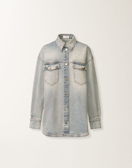 Water-marbled denim shirt