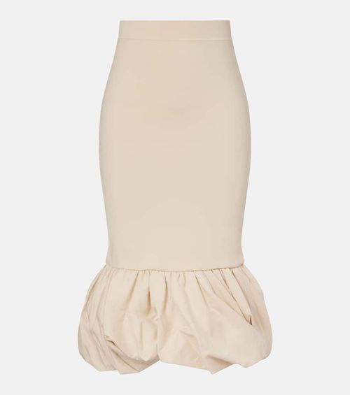 Camille ruffled linen-blend midi skirt