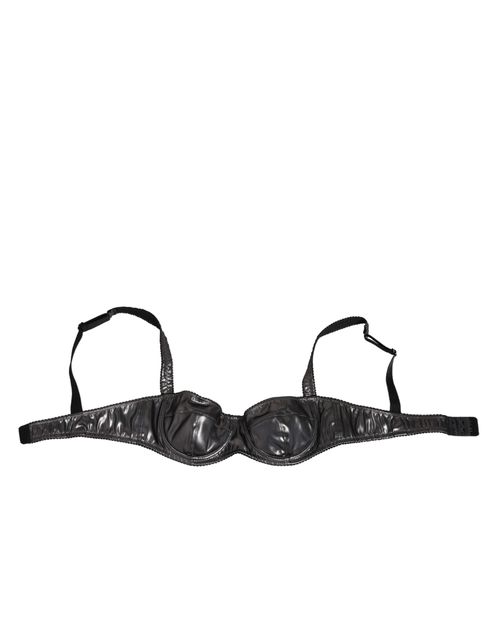 Acetate Stretch Balconette Bra — Black