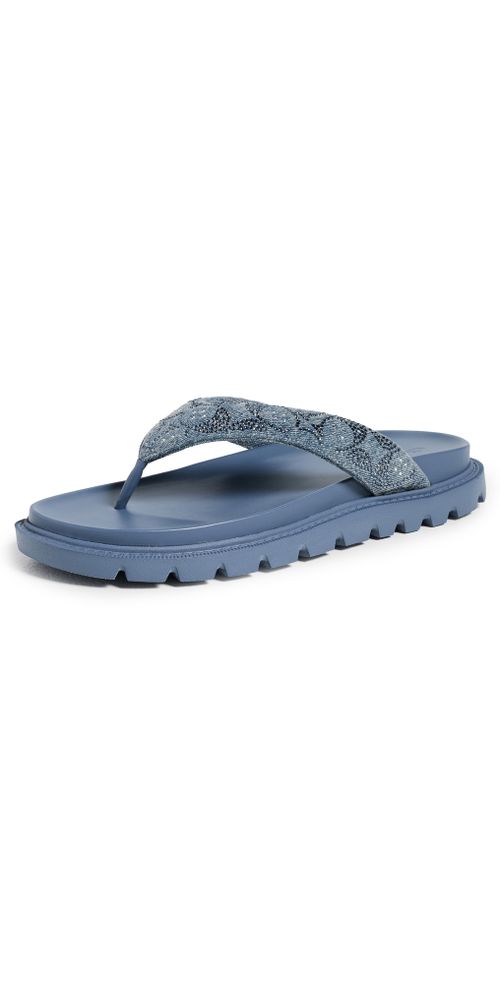 Brynn Thong Sandals Denim Crystals
