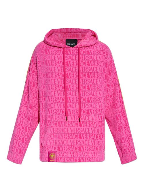 Logo-jacquard hoodie - Pink