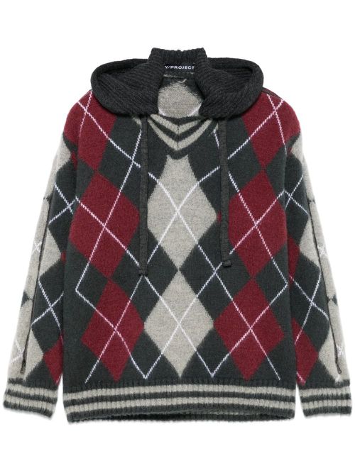 Argyle-knit sweater - Grey