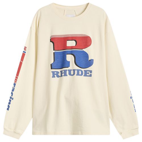 Men's Split Petrol Logo Long Sleeve T-Shirt Vintage White/ Red/ Blue