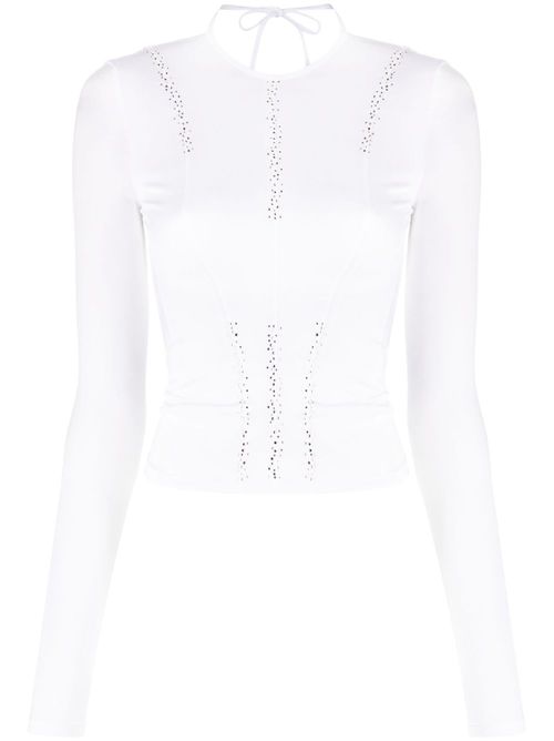 Rhinestone-embellished long-sleeve top - White