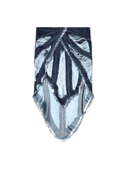 Shredded Denim Skirt