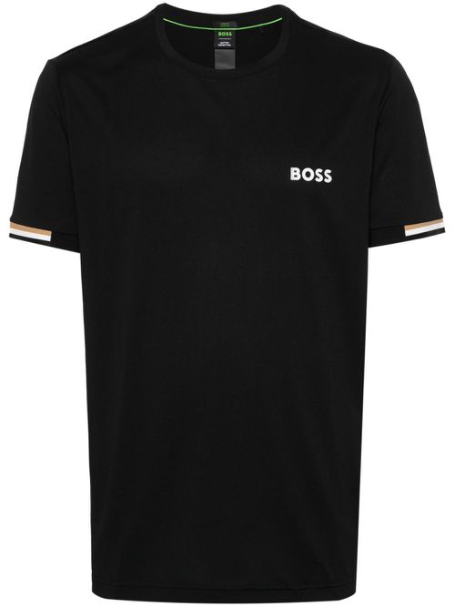 Contrasting stripe-detail T-shirt - Black