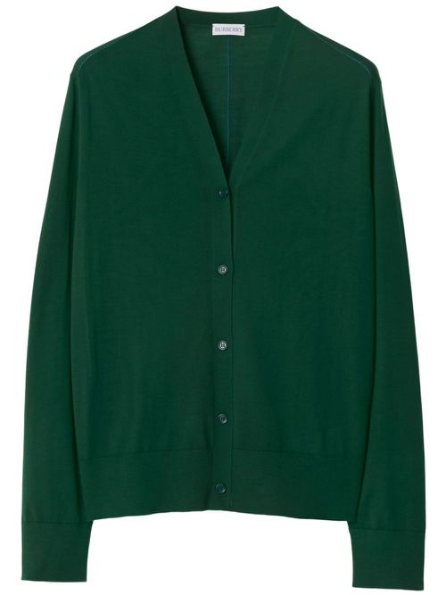 Fine-knit wool cardigan - Green