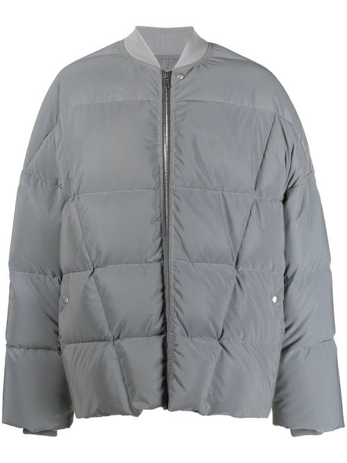 Collarless padded jacket - Grey
