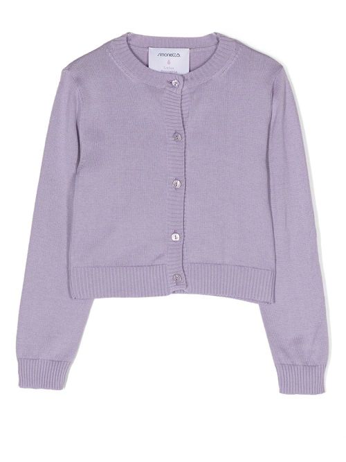 Fine knit long-sleeve cardigan - Purple