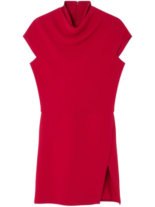 Draped front-slit mini dress - Red