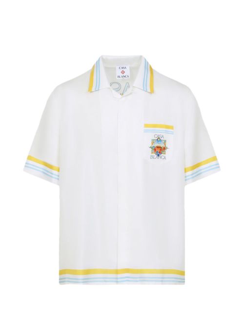 'Flower Court Icon' Print Silk Twill Shirt