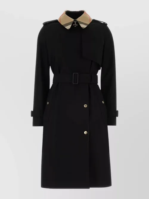 Burberry - cotton trench coat belted waist epaulette