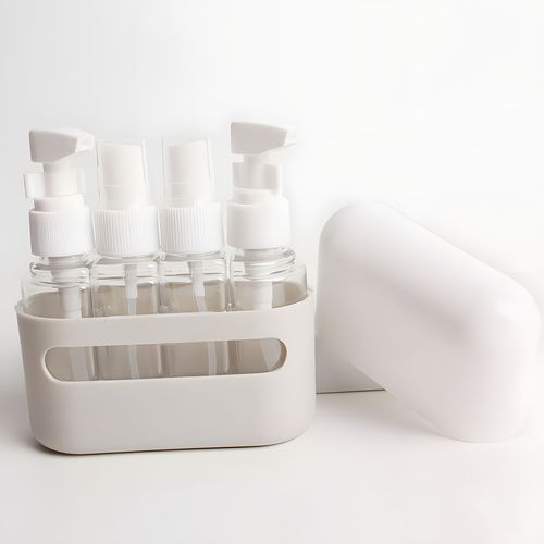 TEMU 4-pack Travel Toiletry Set, Plastic Containers For Liquids, Unscented, Portable For Airplane Storage, Cream & Spray Bottles Kit