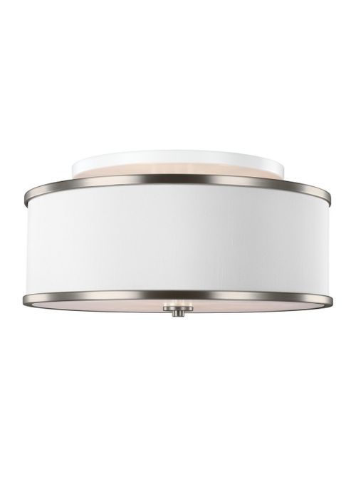Satin Nickel Three Light Semi-Flush Mount from the Lennon Collection
